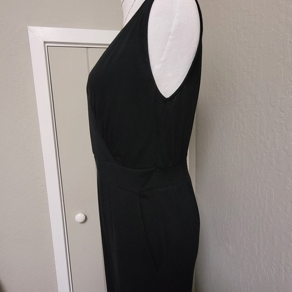 Loft Beach Black Jersey Knit V Neck Tie Cuff Jogger Jumpsuit Coverup S - Picture 5 of 13